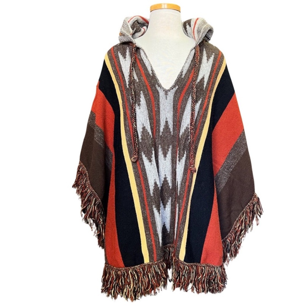70’s Cuddle Knit Southwest knit poncho free size